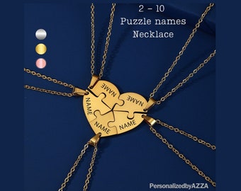 puzzle piece necklace friendship necklace for 2, matching necklaces for friends, Matching best friend necklaces for 3, heart shaped necklace