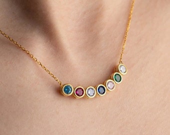 Gold Family Birthstone Necklace, Birthstone Gift, Bridesmaid Gift, Gift for Mom, Birthday Gift, Birthstone Jewelry Gift, Valentines Day Gift