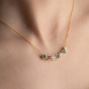 Gold Family Birthstone Necklace, Birthstone Gift, Bridesmaid Gift, Gift for Mom, Birthday Gift, Birthstone Jewelry Gift, Valentines Day Gift