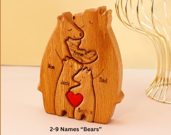 Puzzle de famille ours en bois, cadeau de famille, Puzzle en bois ours, cadeau fête des pères pour maman, cadeau pour papa, nouvelle maman papa, cadeau de Noël