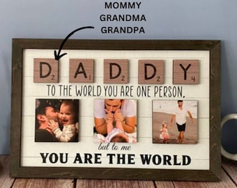 Vatertagsgeschenk von Sohn von Tochter von Frau personalisiertes Bild Geschenke Bild Holz benutzerdefinierte Rahmen Foto Collage Geschenk für Mama Papa Leinwand