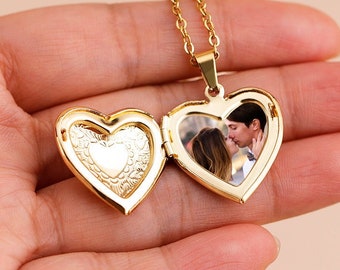 Heart Locket Necklace with Photo Photo Locket Necklace Silver Locket Necklace Gold Locket Gold Heart Locket Necklace Locket with Photo