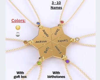 Personalisierte Name Puzzle Piece Halskette, Bester Freund BFF Halskette für 3/4/5/6/7/8/9/10 Familie Freundschaft Liebe Anhänger Geschenk für den besten Freund