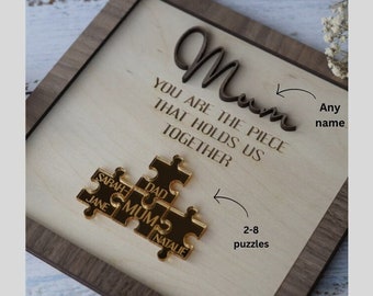 Vous êtes la pièce qui nous tient ensemble, signe de puzzle de maman, signe pour maman, cadeau de fête des mères, cadeau de Noël de pièces de puzzle pour maman anniversaire maman