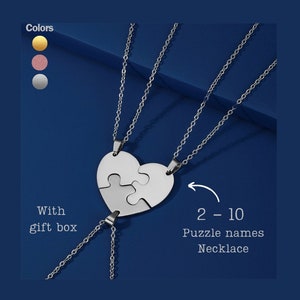 Puzzle piece necklace, friendship necklace for 2, matching necklaces for friends, Matching best friend necklaces for 3, Puzzle necklace, bff
