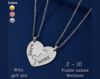 Puzzle piece necklace friendship necklace for 2, matching necklaces for friends, Matching best friend necklaces for 3, Couple Necklace Gift