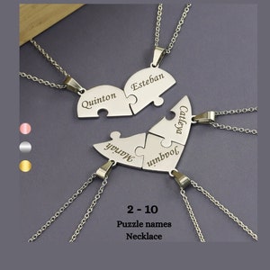 Matching couple necklace, Puzzle piece necklace, Matching best friend necklace for 3, Matching necklaces for friends, heart shaped necklace