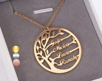 Tree Of Life Necklace Custom Family Tree Necklace Personalized Jewelry Gifts Family Name Necklace Perfect Gift For Mom Grandma Christmas Gif