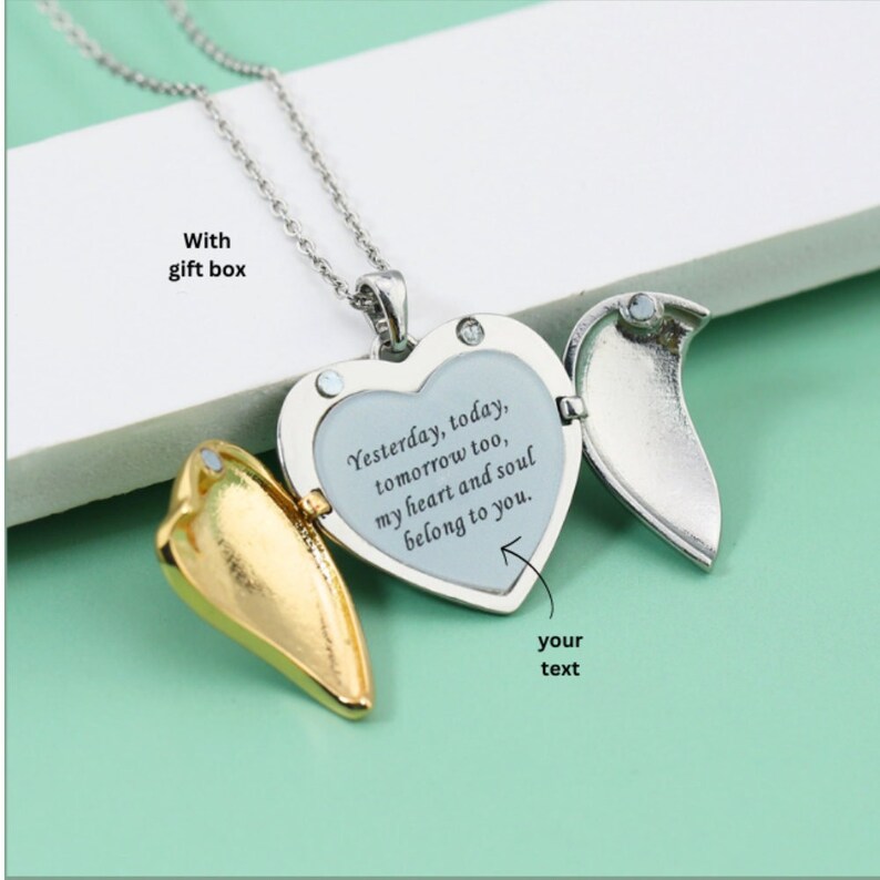 Heart Locket Necklace with Custom Message - Personalize Your Jewelry, Express Your Love.