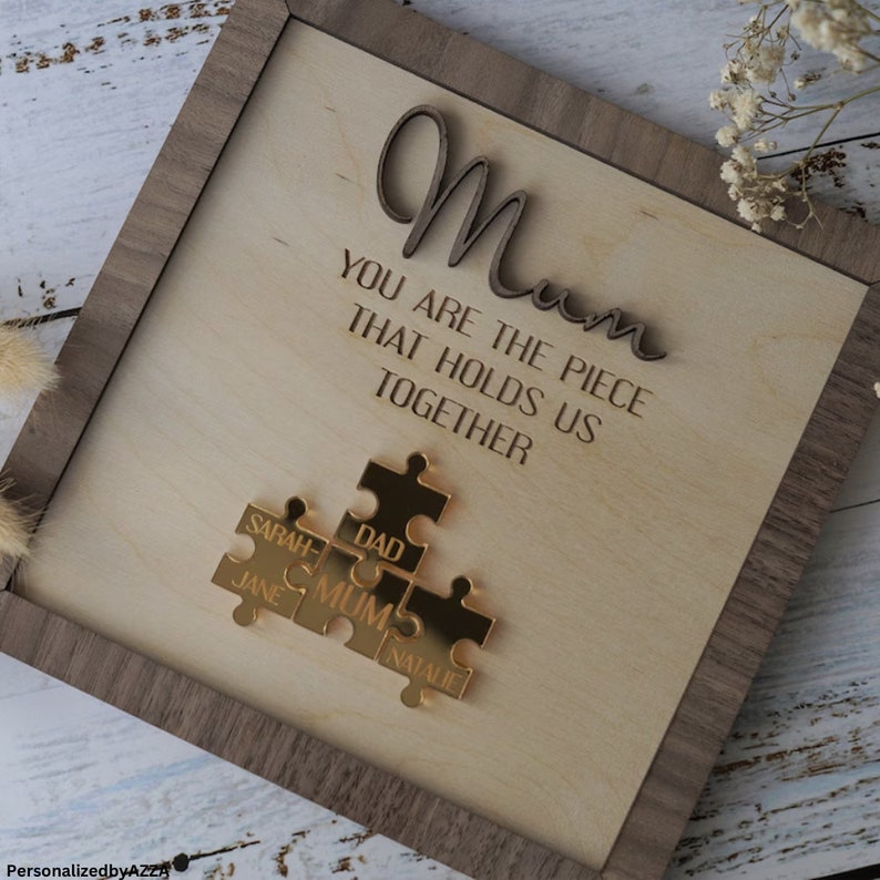 Handmade Names Puzzle Board for Mom and Dad - Personalized Family Keepsake.