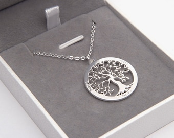 925 Silver Tree Of Life Necklace Custom Family Tree Necklace Personalized Jewelry Gifts Family Name Necklace Perfect Gift For Mom Grandma