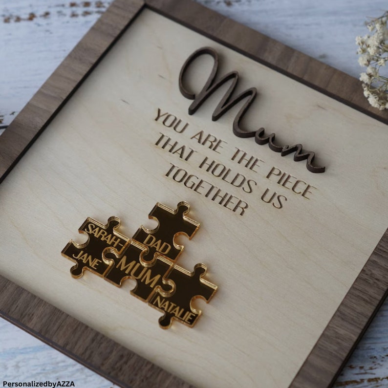 Handmade Names Puzzle Board for Mom and Dad - Personalized Family Keepsake.