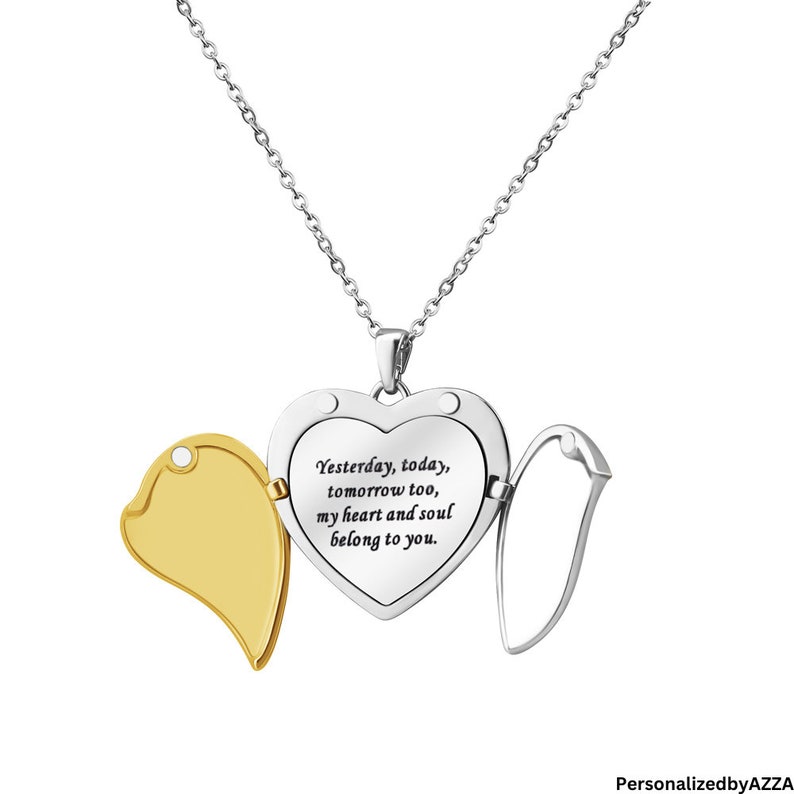 Engraved Heart Locket Pendant Necklace - Customize with Your Message, Sentimental Jewelry.