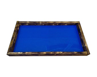 Building Block Tray with Dual Baseplates | COMPATIBLE WITH LEGO Bricks | 12x22 Wood Play Tray | Chemical-Free Finish | Personalized Gift