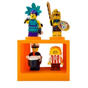 Orange Minifig-displayhylla | Montera den. Visa upp den. Bygg med den. | KOMPATIBEL MED LEGO Classic-klossar och minifigurer