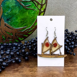 Moana Boat Acrylic Stained Glass Suncatcher Hypoallergenic Earrings