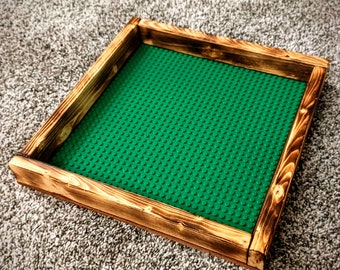 Building Block Tray with 10" x 10" Baseplate | COMPATIBLE WITH LEGO Bricks | 12x12 Wood Play Tray | Chemical-Free Finish | Personalized Gift