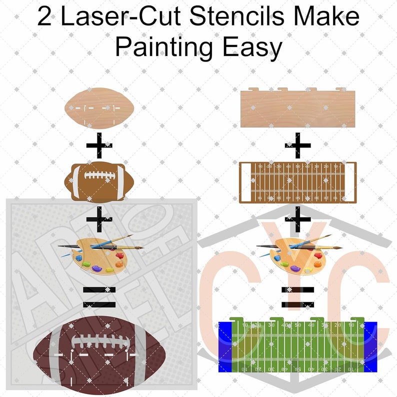 Football and Field STENCILS INCLUDED + How-to Video -- Paintable Wood ...