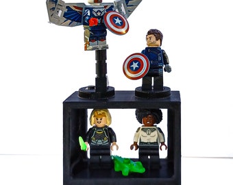 Black Minfig Display Shelf Brick | Mount It. Display It. Build With It.  | COMPATIBLE WITH LEGO Classic Blocks & Minifigures