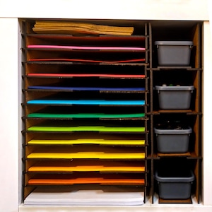 Estantería de 12 compartimentos para papel tamaño carta y legal con compartimentos para material de oficina. Compatible con estantería KALLAX de IKEA. Almacenamiento para el hogar o la oficina.