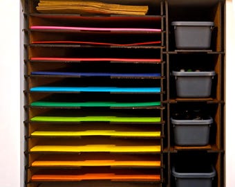 12 Shelf Insert for Letter & Legal Size Paper with Office Supply Bins - Compatible with IKEA KALLAX Shelf Unit - Storage for home or office