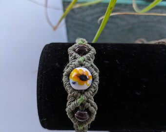 Sunflower Hemp Macrame Bracelet