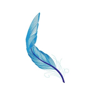 Machine embroidery - Blue wavy feather - 13x18 frame - 1 size: 8 x 13cm - pes, pec, jef, xxx, vp3, exp, dst, u01