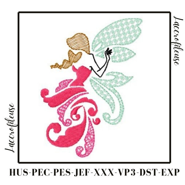 Machine embroidery - The Ketty fairy - 10x10 frame - 1 sizes: H10xL7cm - pes, pec, jef, xxx, vp3, exp, dst, hus -