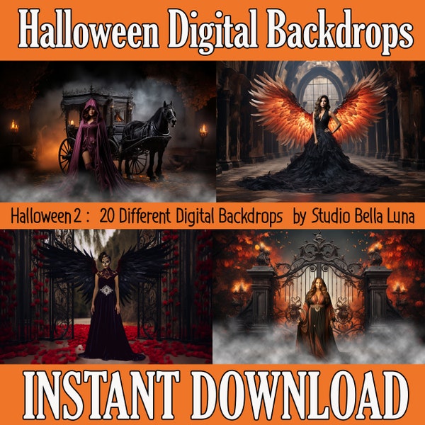 20X Goth Gothic Halloween Backgrounds- Photography Mini Sessions - Digital Backdrops - Photoshop Overlays - Instant Download, Photo Prints