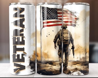 NOT A DIGITAL, veteran patriotic, Sublimation Transfer, Ready To Press 20 oz Skinny Tumbler Transfer,