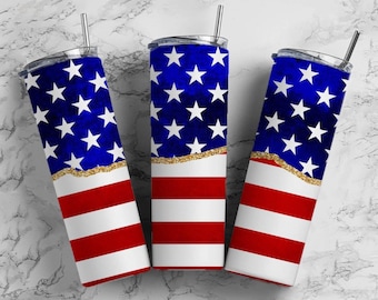 NOT A DIGITAL, patriotic American flag, Sublimation Transfer, Ready To Press 20 oz Skinny Tumbler Transfer,