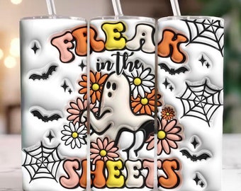 NO ES DIGITAL, Halloween inflado de fenómeno en las sábanas, Transferencia por sublimación, Transferencia lista para prensar para vaso delgado de 20 oz,