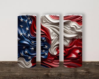 NOT A DIGITAL, patriotic American flag, Sublimation Transfer, Ready To Press 20 oz Skinny Tumbler Transfer,