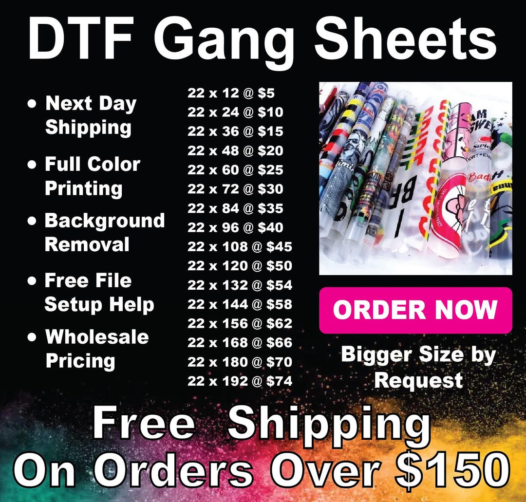 Custom DTF (direct to Film) Gang Sheets Hot Peel - Etsy