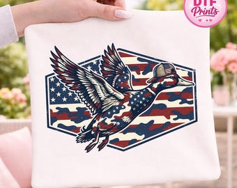 USA Mallard Duck DTF Transfer, Patriotic Camo Design (Ready To Press)