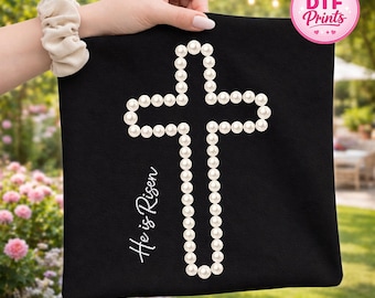 He is Risen Cross DTF Transfer, Faith Bible Verse Shirt Design (Ready To Press)