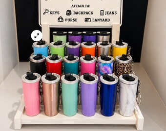 Mini Tumbler Keychain Display Kit – Stand + 24 Storage Tumblers | Retail Counter Display Set
