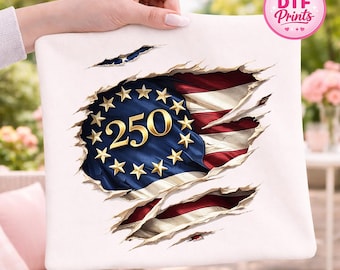 America 250th Anniversary USA Flag DTF Transfer, Patriotic Shirt Design (Ready To Press)
