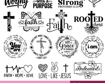Christian Faith SVG Bundle, Bible Verse, Inspirational (30 Designs)