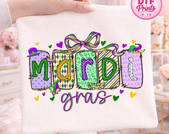 Mardi Gras DTF Transfer, Coquette Carnival Graphic, New Orleans Festival Apparel (Ready To Press)