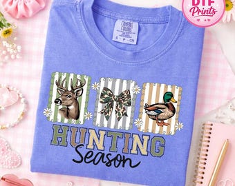 Hunting Season DTF Transfer, Deer Duck Camo Bow Shirt Graphic