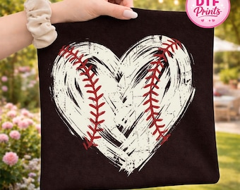 Distressed Baseball Heart DTF Transfer, Game Day Apparel Design (Ready To Press)