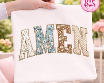 Amen Floral DTF Transfer, Religious Christian Shirt Graphic (Ready To Press)