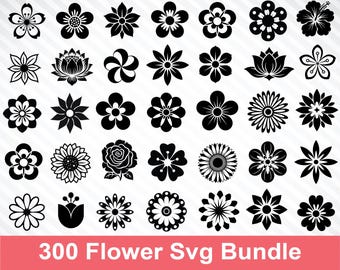 Flower SVG Bundle | Floral Silhouette & Leaf Clipart for Cricut – Botanical Spring Cut Files, png eps dxf for Sublimation and Crafts