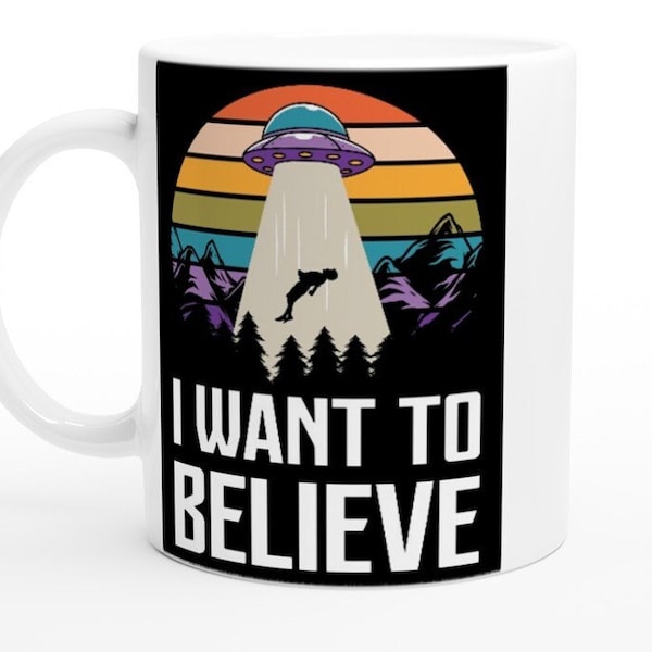 Je veux croire Alien Abduction UFO Beam Mug, Alien Abduction Art, UFO Merchandise, Alien-themed Products, Sci-Fi UFO Collectibles,