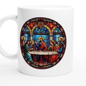 Last Supper Stained Glass Design - Christian Coffee Mug