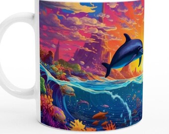 Delfin Kaffeetasse: Springendes Meeresleben, Ozean-Liebhaber-Geschenk