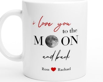 Personalized 'Love You to the Moon' Mug: Custom Name Ceramic Mug