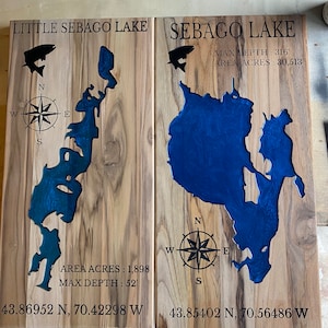 Choose your Lake Map with Epoxy Resin filling! Personalized,  Wedding Gift, Teakwood, Valentines Day Gift, Bridal Shower,