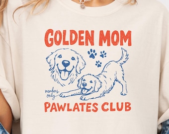 Golden mom pawlates club Comfort Colors shirt, Pilates loving Golden Retriever outfit, gift for new dog owner, stretching exercise clothes